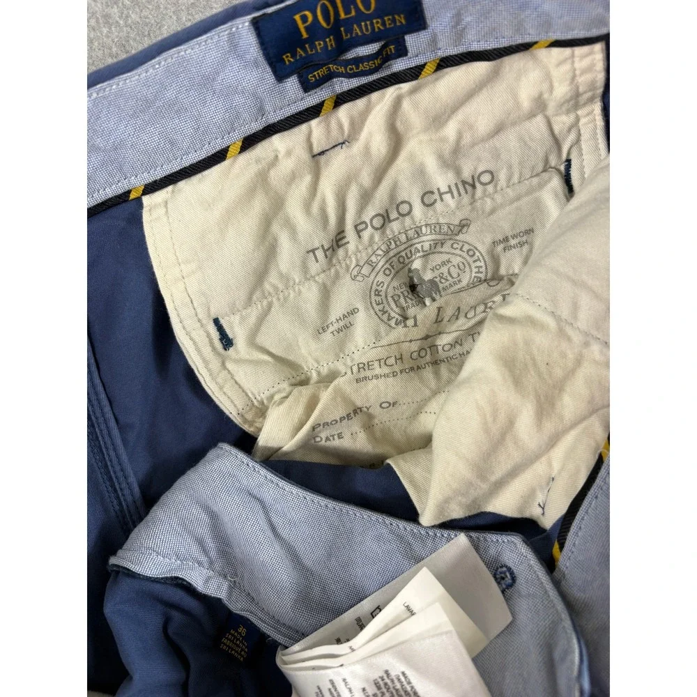 Polo Ralph Lauren Chino Shorts Mens 36 Blue Washed Premium Stretch Classic Fit